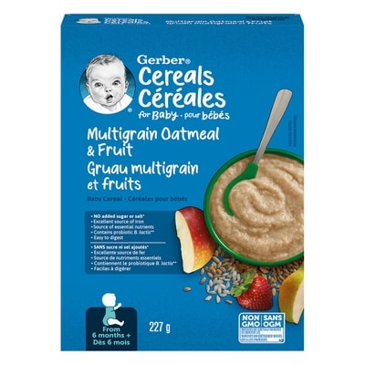Nestlé Gerber Céréales Pour Bébés Étape 2 Avoine Et Multigrains Avec Fruits 227 g, 2,64 $/100g