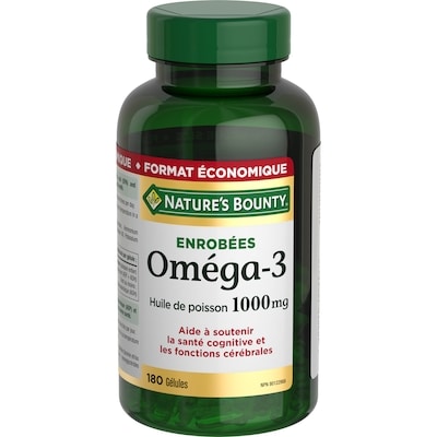 Nature’s Bounty Oméga-3 huile de poisson, 1 000 mg, gélules 180 ea, 0,18 $/1ch