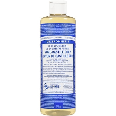 Dr Bronners Savon de Castille pur à la menthe poivrée 472 ml, 3,81 $/100ml