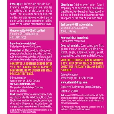 Vitamine D3 en liquide 400 UI pour enfants