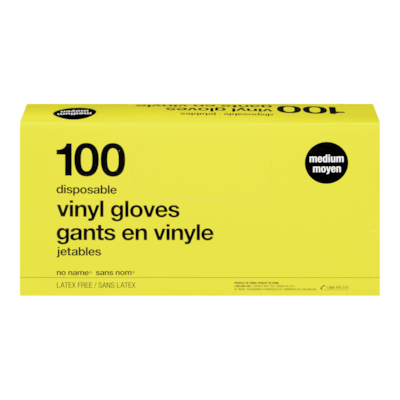 Sans Nom Gants moyens jetables en vinyle 100 ea, 0,11 $/1ch