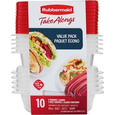 Rubbermaid TakeAlongs Square Food Storage Containers, Ruby Red, 20-Piece Set 1 ea, $0.90/1ea