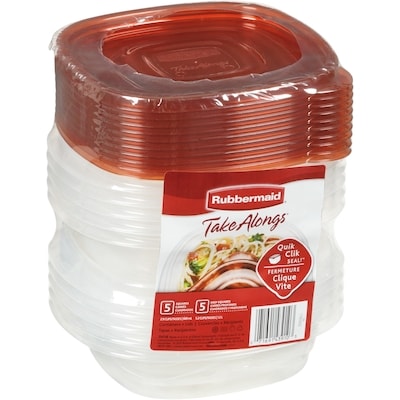 TakeAlongs Square Food Storage Containers, Ruby Red, 20-Piece Set