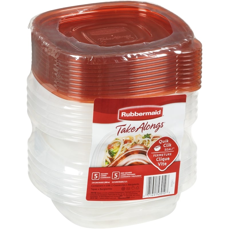 TakeAlongs Square Food Storage Containers, Ruby Red, 20-Piece Set