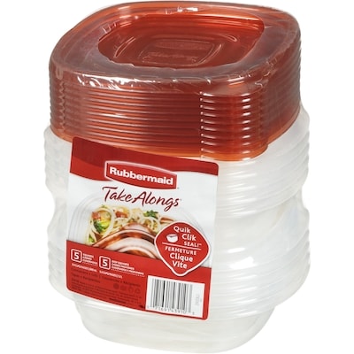 TakeAlongs Square Food Storage Containers, Ruby Red, 20-Piece Set