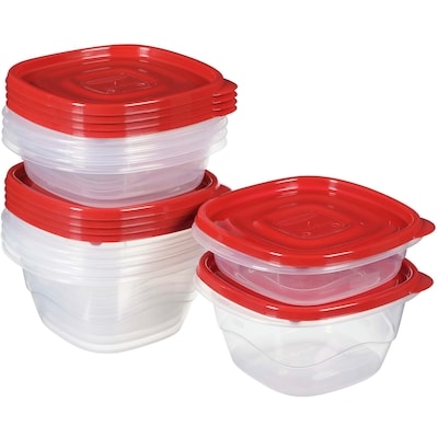 TakeAlongs Square Food Storage Containers, Ruby Red, 20-Piece Set
