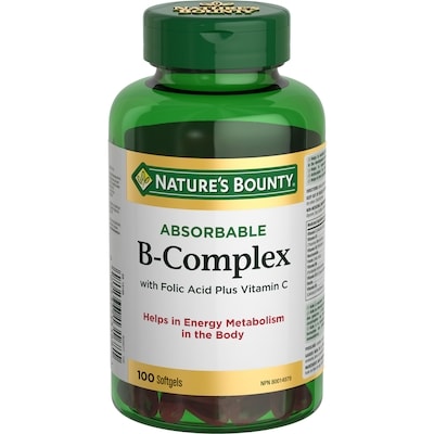 Nature's Bounty Absorbable B-Complex With Folic Acid Plus Vitamin C 100 ea, $0.20/1ea
