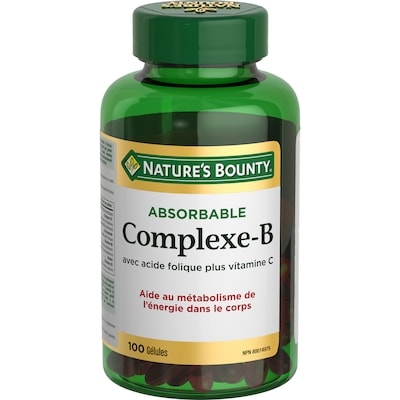 Nature’s Bounty Complexe b avec acide folique et vitamine c 100 ea, 0,21 $/1ch