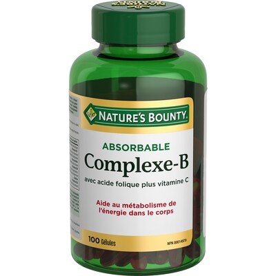 Nature’s Bounty Complexe B avec acide folique et vitamine C 100 ea, 0,20 $/1ch