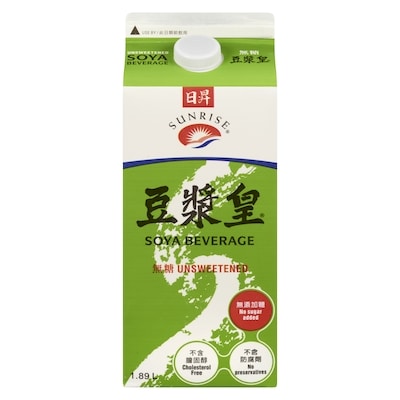 Sunrise Soy Beverage, Unsweetened 1.89 l, $0.32/100ml