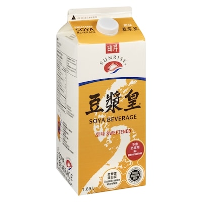 Sunrise Soy Beverage, Sweetened 1.89 l, $0.32/100ml