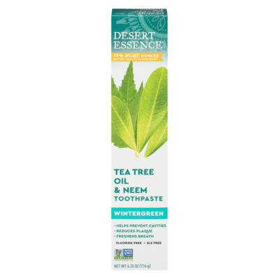 Desert Essence Tea Tree Oil & Neem Toothpaste, Wintergreen 176 g