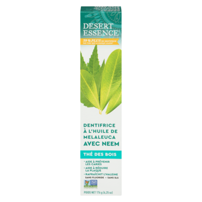 Desert Essence Dentifrice à l’huile de mélaleuca et aux feuilles de neem thé des bois 176 g
