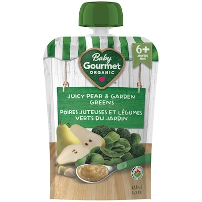 Baby Gourmet Organic Puree Juicy Pear & Garden Greens 128 ml, $1.79/100ml