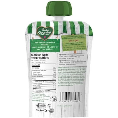 Purée Biologique Poires juteuses et légumes verts du jardin