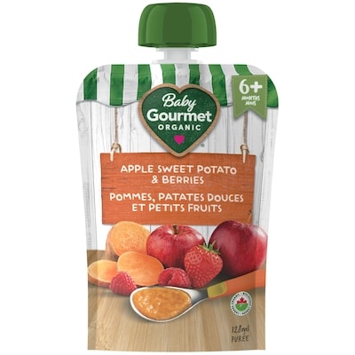 Baby Gourmet Purée Biologique Pommes, patates douces et petits fruits 128 ml, 1,79 $/100ml