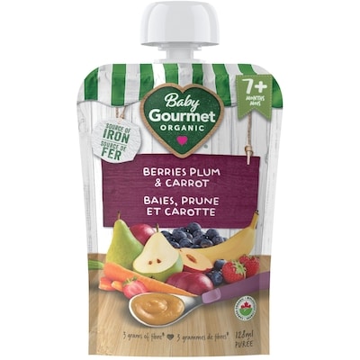 Baby Gourmet Purée Biologique Baies, prune et carotte  128 ml, 1,79 $/100ml