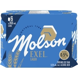 Molson Exel Non-Alcoholic Beer, 6-Pack 0.4 ABV 6x355.0 ml, $0.28/100ml