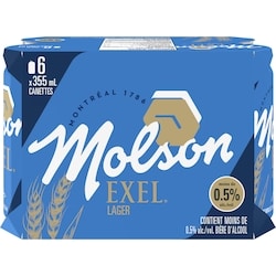 Molson Exel Sans Alcool Bière, 6-Paquet 0.4% alc./vol. 6x355.0 ml, 0,28 $/100ml