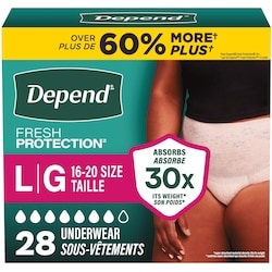 Depends Fresh Protection Adult Incontinence Underwear for Women, Disposable, Maximum, Large, Blush, 28 Count 28 ea, $1.21/1ea