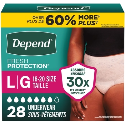 Depends Fresh Protection Adult Incontinence Underwear for Women, Disposable, Maximum, Large, Blush, 28 Count 28 ea, $1.14/1ea