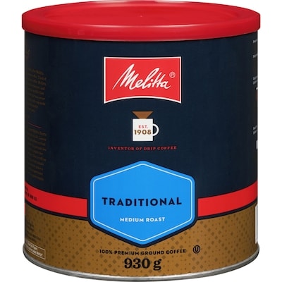 Melitta Traditional Premium Roast Ground Coffee 930 g, $2.58/100g