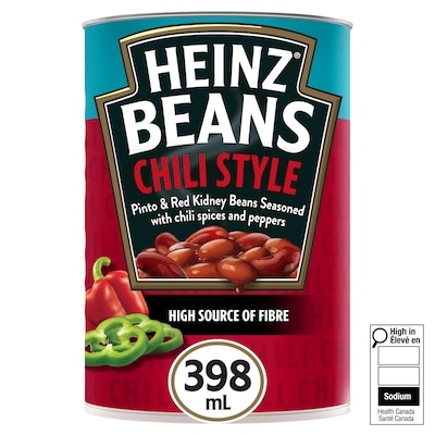 Heinz Haricots pinto et haricots rouges façon chili 398 ml, 0,63 $/100ml