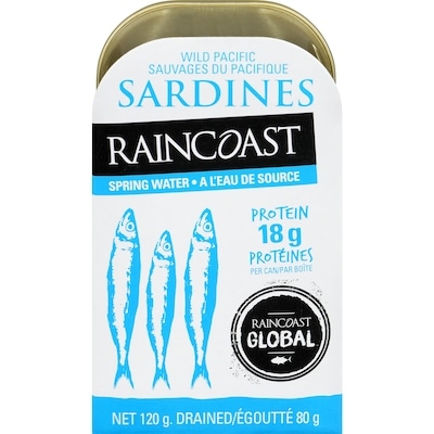 Raincoast Wild Pacific Sardines, Spring Water 120 g, $3.74/100g