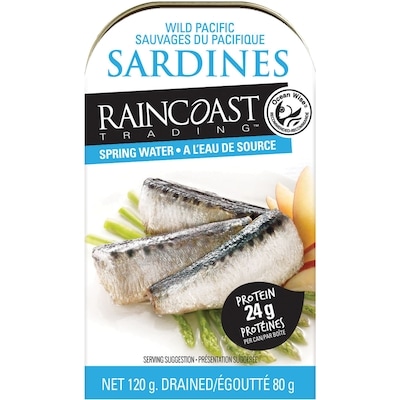 Raincoast Trading Sardines sauvages du Pacifique eau de source 120 g, 3,33 $/100g