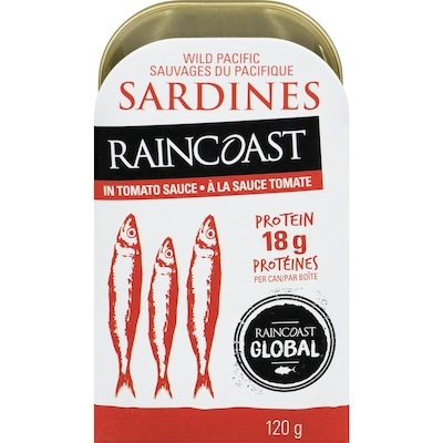 Raincoast Wild Pacific Sardines, Tomato Sauce 120 g, $3.74/100g