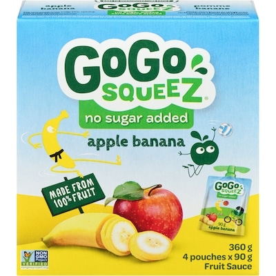 GoGo squeez Squeeze, Applesauce Apple Banana 4x90.0 g, $1.11/100g