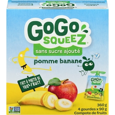 GoGo Squeez Compote aux pommes et aux bananes 4x90.0 g, 1,11 $/100g