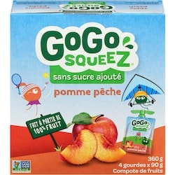 GoGo Squeez Compote aux pommes et aux pêches 4x90.0 g, 1,39 $/100g