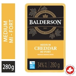 Balderson Medium Cheddar Cheese 280 g, $3.57/100g
