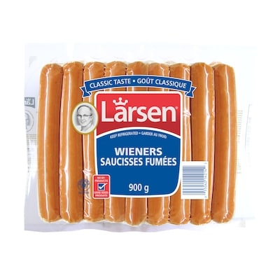 Larsen Saucisses fumées classiques, format familial 900 g, 1,56 $/100g