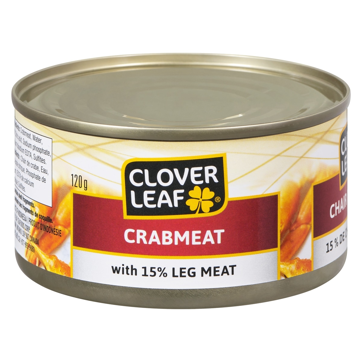 Clover Leaf Crabmeat, 15% Leg Meat 120 g, $3.74/100g