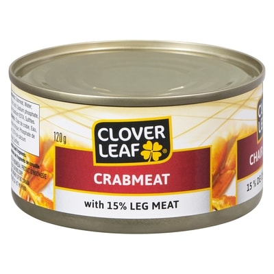 Clover Leaf Crabmeat, 15% Leg Meat 120 g, $4.58/100g
