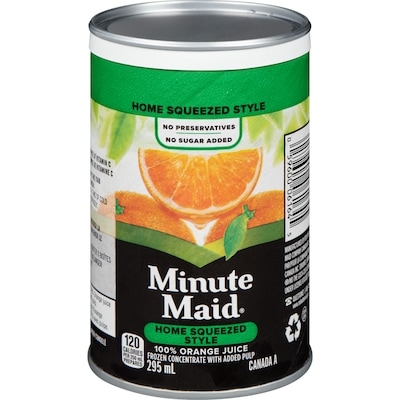 Minute Maid Home Squeezed Style Frozen Concentate Orange Juice, Can 295 ml, $0.95/100ml