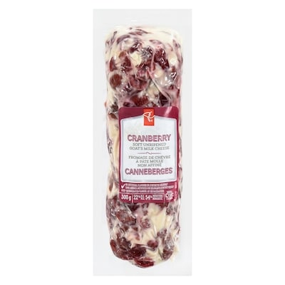 President's Choice Cranberry Soft Unripened Goat’s Milk Cheese 300 g, $4.00/100g