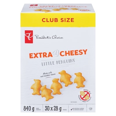 President's Choice Extra Cheesy Little Penguins Snack Crackers 840 g, $1.78/100g