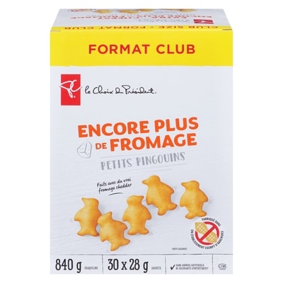 le Choix du Président Craquelins petits pingouins, encore plus de fromage 840 g, 1,78 $/100g