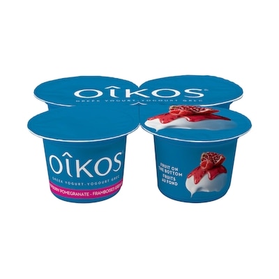 Oikos Greek Yogurt, Rasberry-Pomegranate, Fruit on the Botton, 2% M.F. 4x100.0 g, $1.07/100g