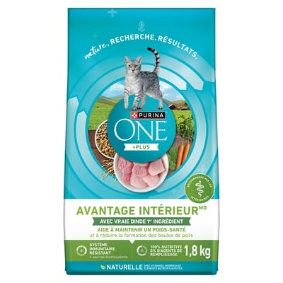 Purina ONE +Plus Avantage Intérieur Dinde, Nourriture Sèche pour Chats 1,8 kg 1.8 kg, 0,86 $/100g