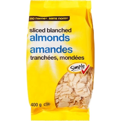 No Name Sliced Blanched Almonds  400 g, $2.75/100g