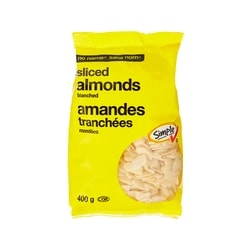 No Name Sliced Blanched Almonds 400 g, $2.63/100g
