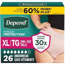 Depends Fresh Protection Adult Incontinence Underwear for Women, Disposable, Maximum, XL, Blush, 26 Count 26 ea, $1.31/1ea