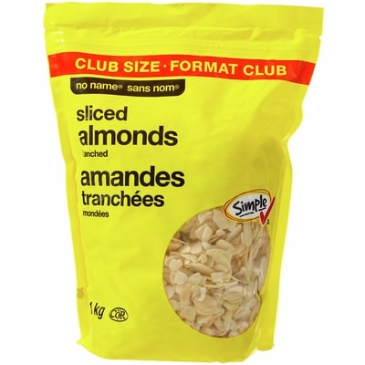 No Name Sliced Blanched Almonds Club Size 1 kg, $2.40/100g