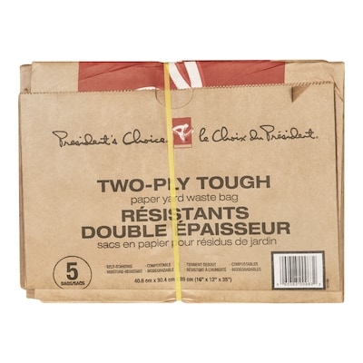 President's Choice Two-Ply Tough Paper Yard Waste Bag  5 ea, $0.80/1ea