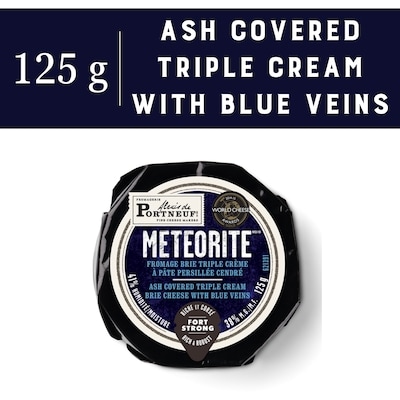 Alexis Portneuf Meteorite Ash Covered Triple Cream Brie Cheese with Blue Veins 125 g, $6.39/100g