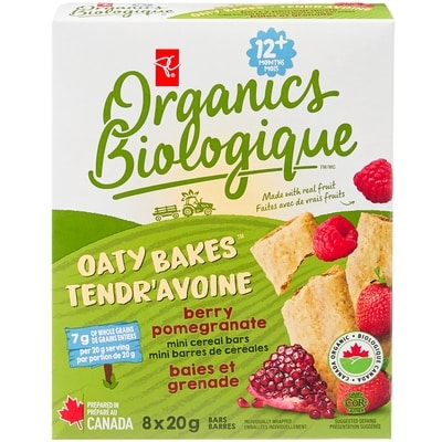 PC Organics Berry Pomegranate Mini Cereal Bars 160 g, $2.19/100g